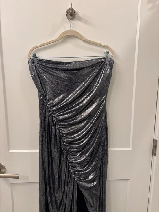 Ramy Brook Samson Metallic Strapless Sheath Gown Size 14 NWT - Picture 5 of 8